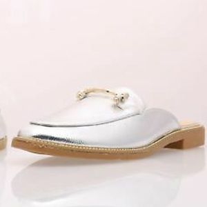 CATISA Woman’s Silver Metallic Loafers